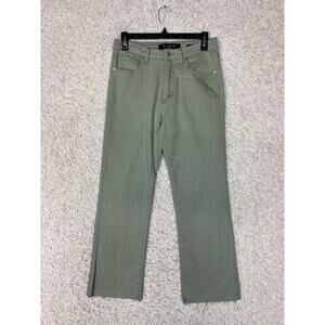 Risen Jeans Womens 28 Green Denim Mid Rise Straight Leg Raw Hem Normcore Basic